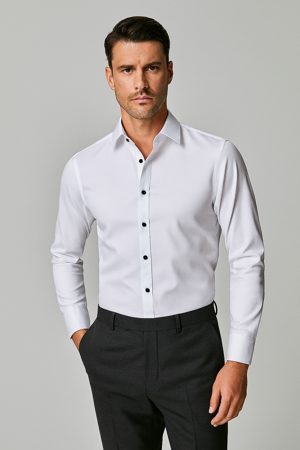Slim Fit Herrenhemd mit Stretch und Anti-Falten-Funktion