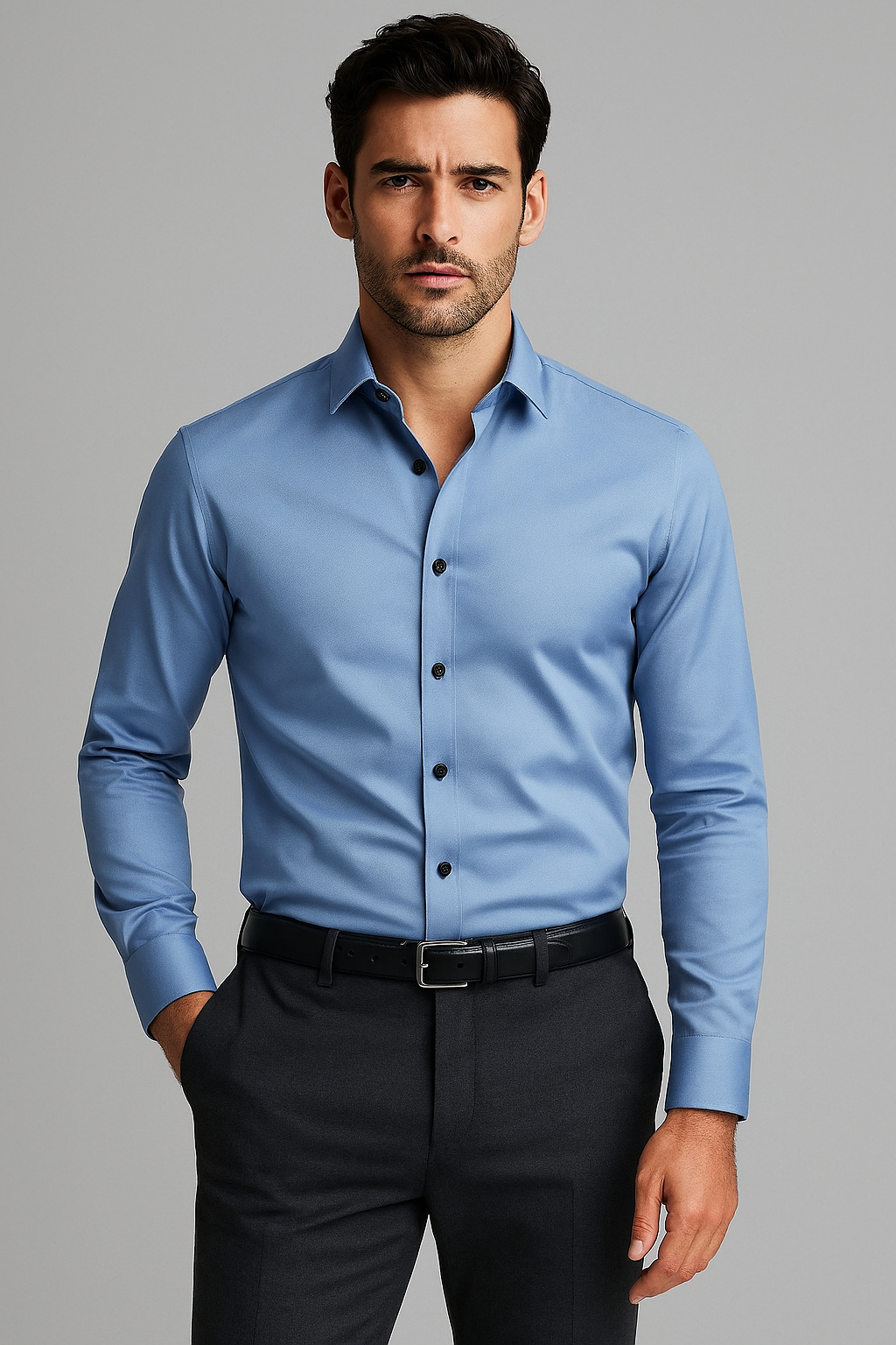 Slim Fit Herrenhemd mit Stretch und Anti-Falten-Funktion