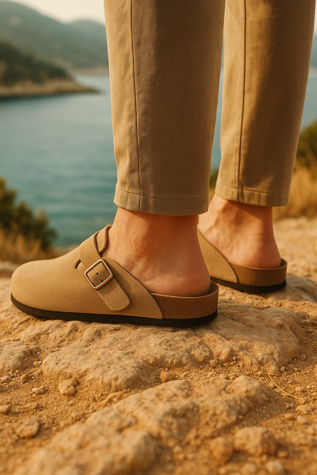 Suede Clogs für Herren mit verstellbarem Riemen