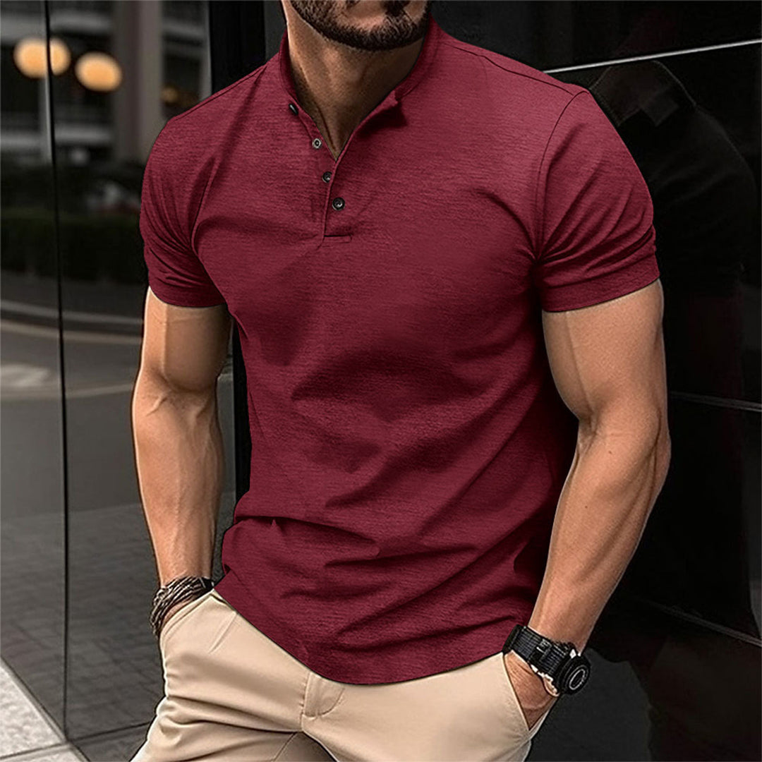 Elegantes Herren Poloshirt mit Stehkragen und Knopfleiste