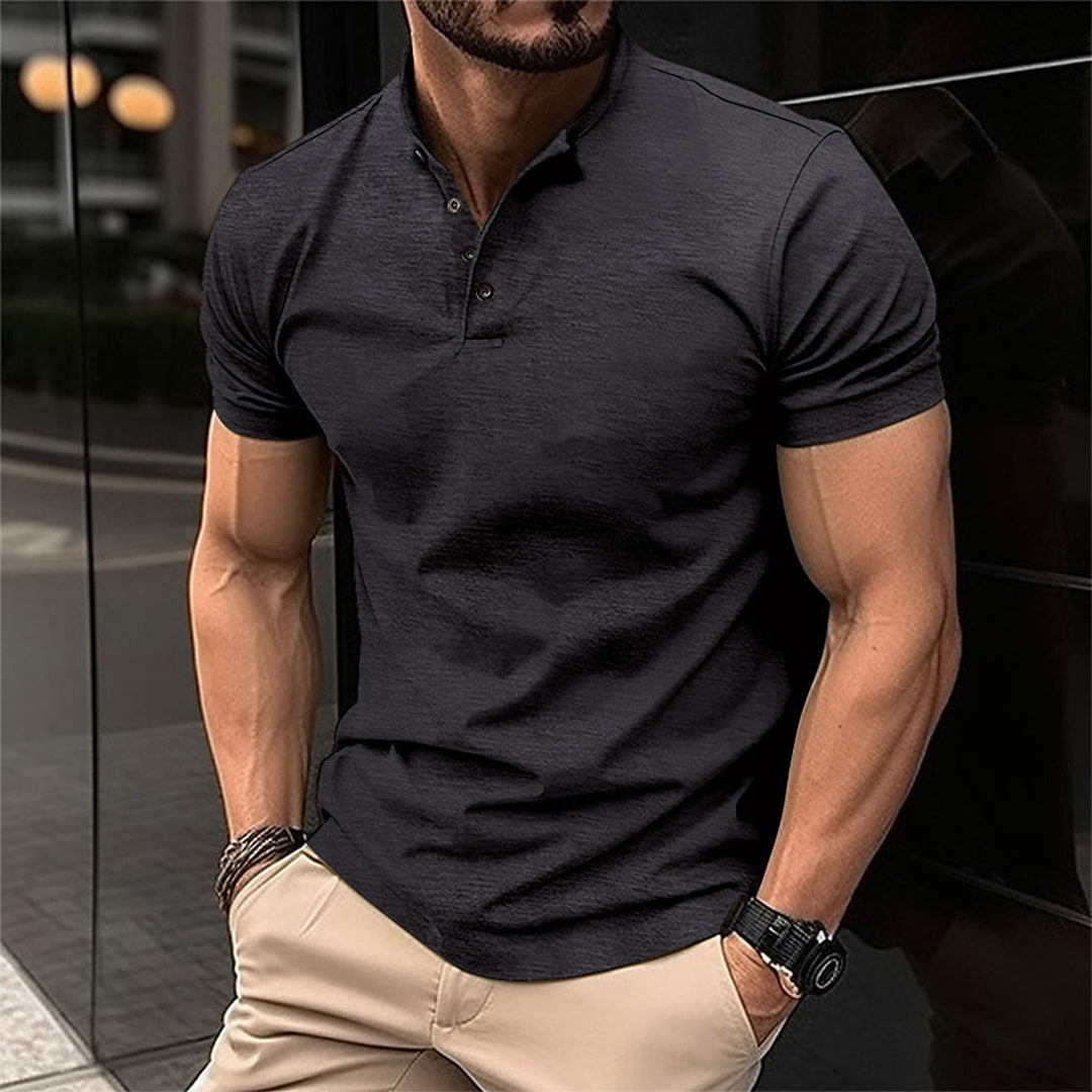 Elegantes Herren Poloshirt mit Stehkragen und Knopfleiste