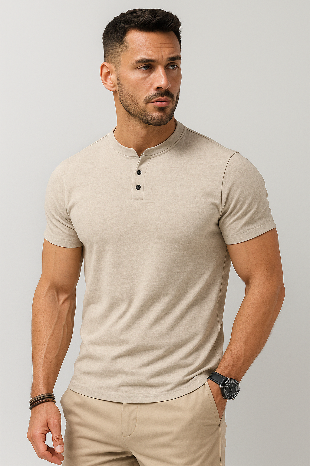 Elegantes Herren Poloshirt mit Stehkragen und Knopfleiste
