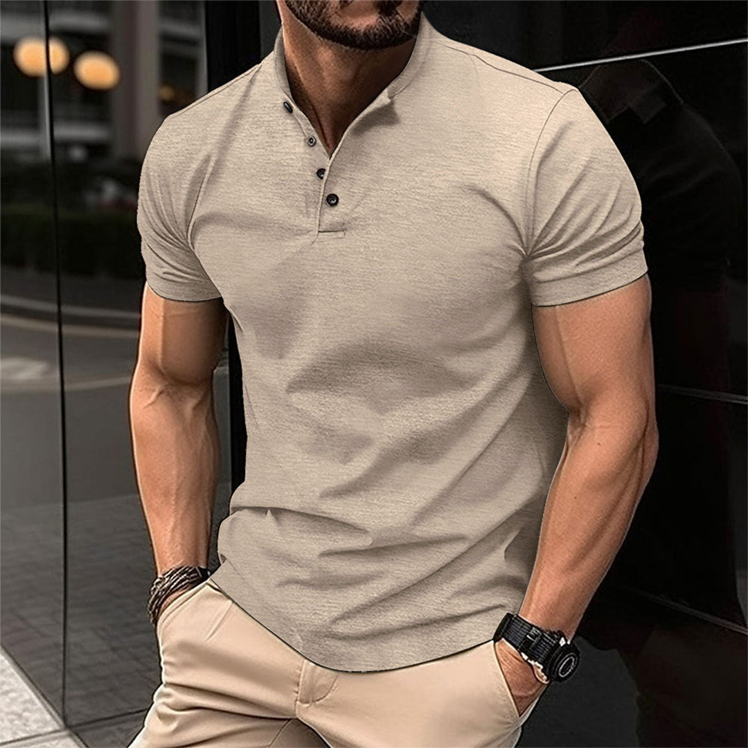Elegantes Herren Poloshirt mit Stehkragen und Knopfleiste