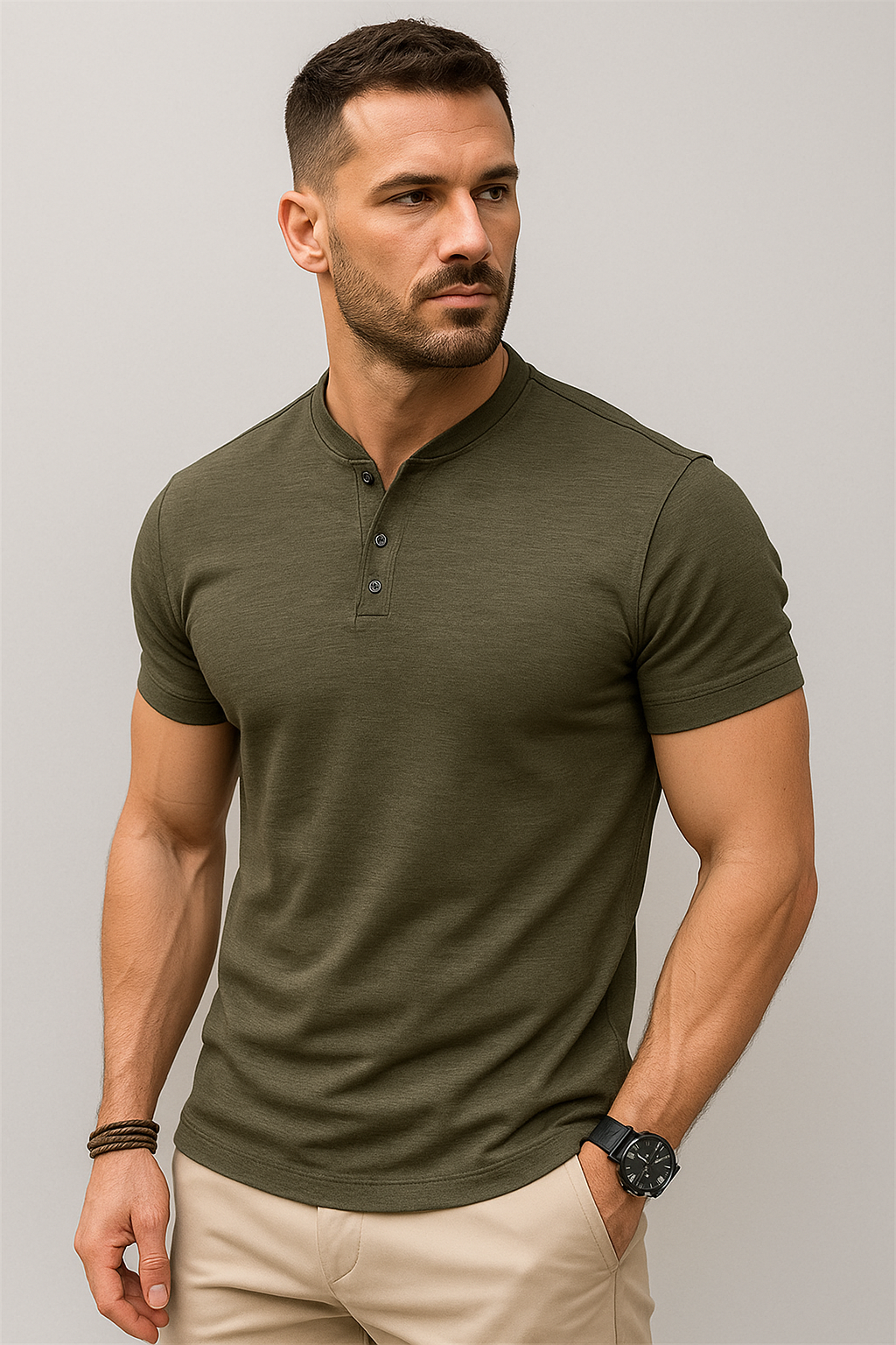 Elegantes Herren Poloshirt mit Stehkragen und Knopfleiste
