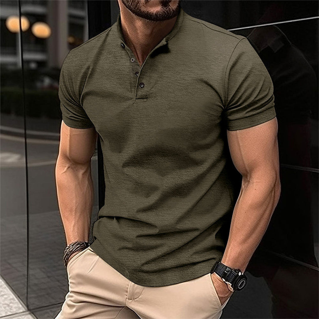 Elegantes Herren Poloshirt mit Stehkragen und Knopfleiste