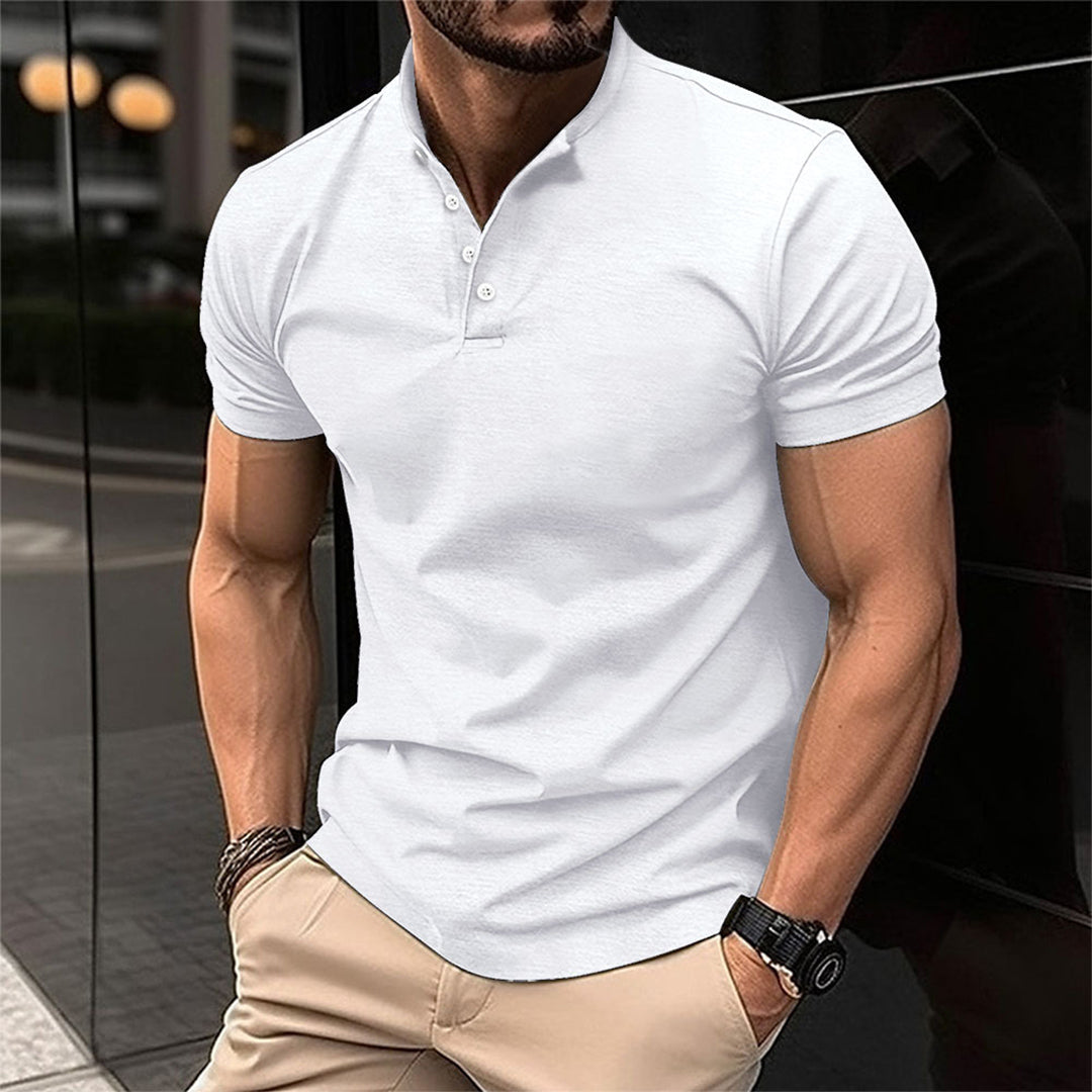 Elegantes Herren Poloshirt mit Stehkragen und Knopfleiste