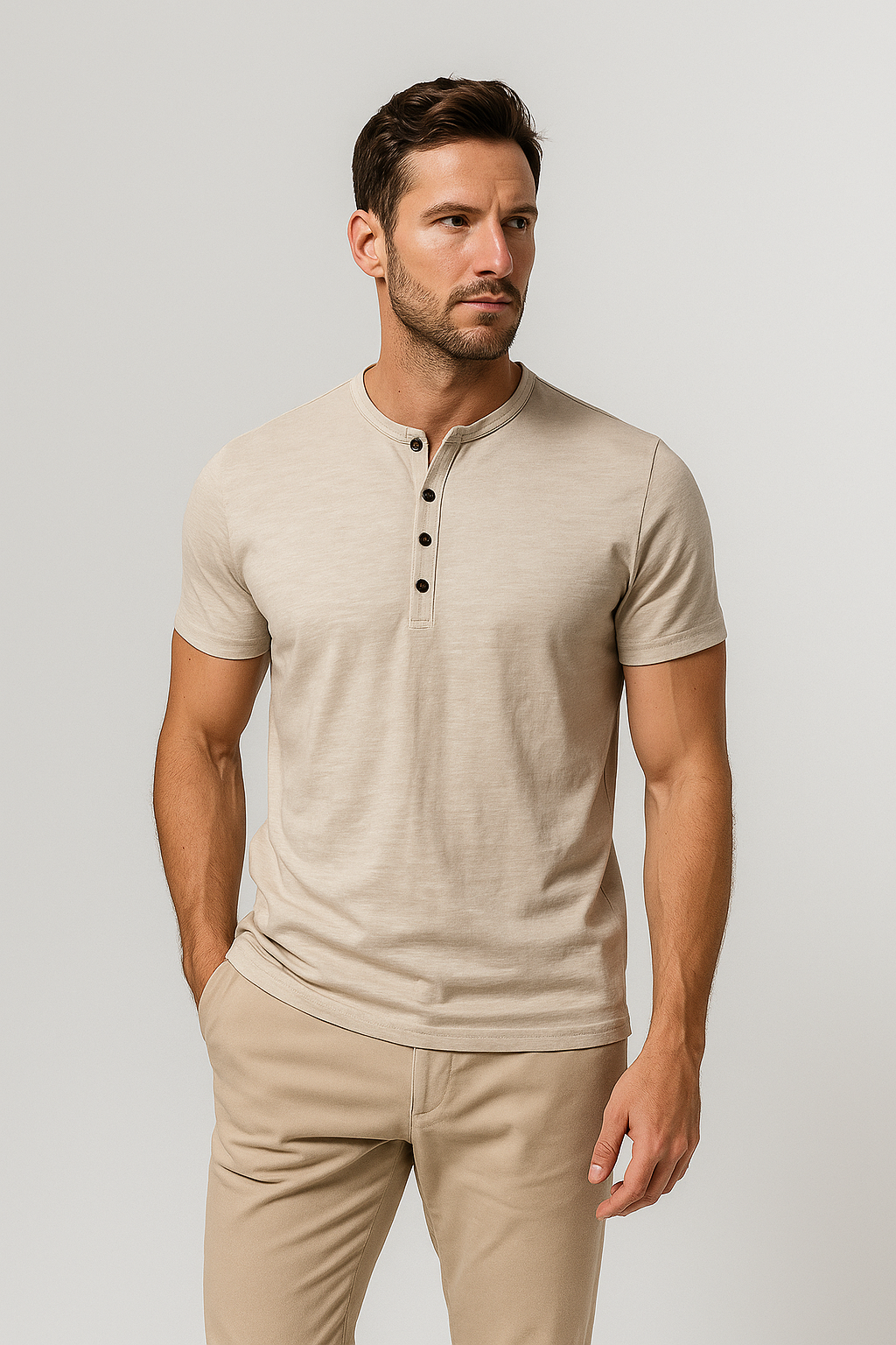 Henley T-Shirt mit Knopfleiste für Herren