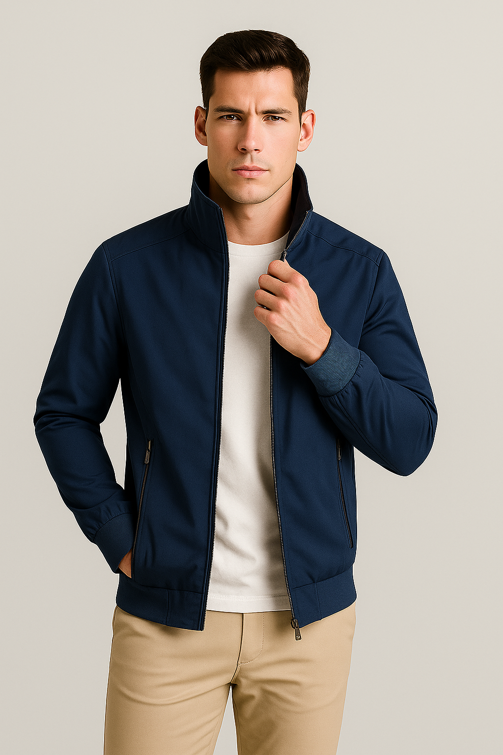 Leichte Herren Sommerjacke mit Stehkragen