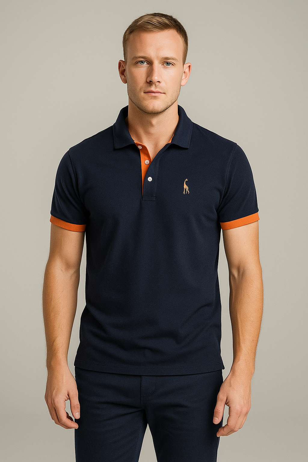 Polo mit Kontrastdetails und Stickerei für Herren