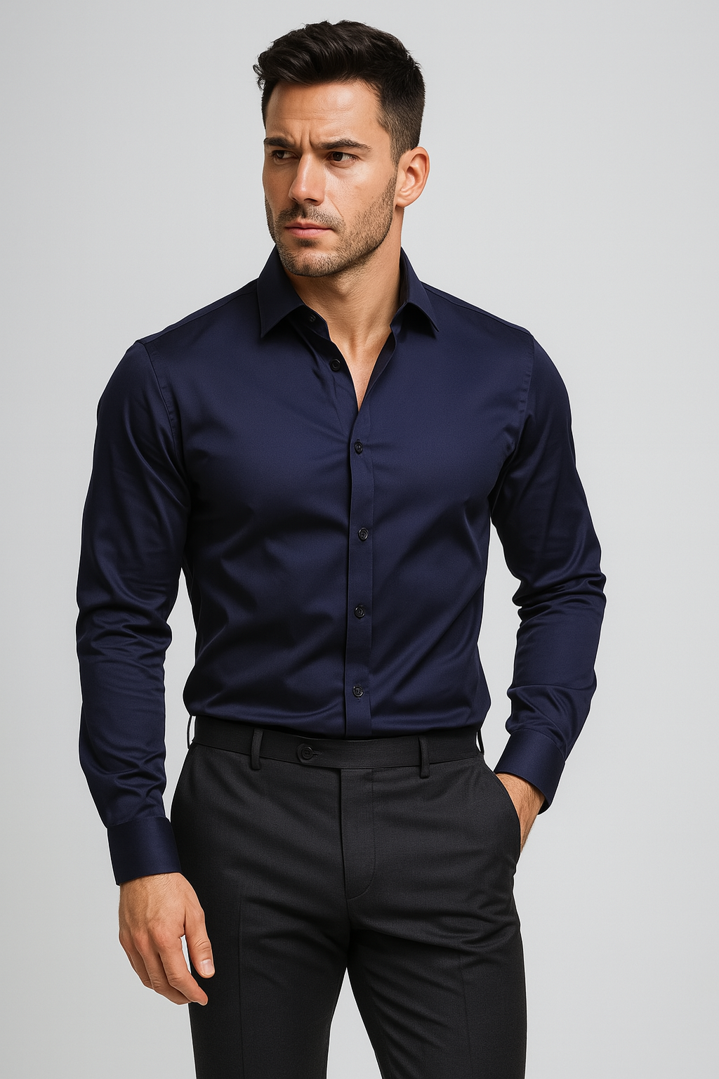 Slim Fit Herrenhemd mit Stretch und Anti-Falten-Funktion